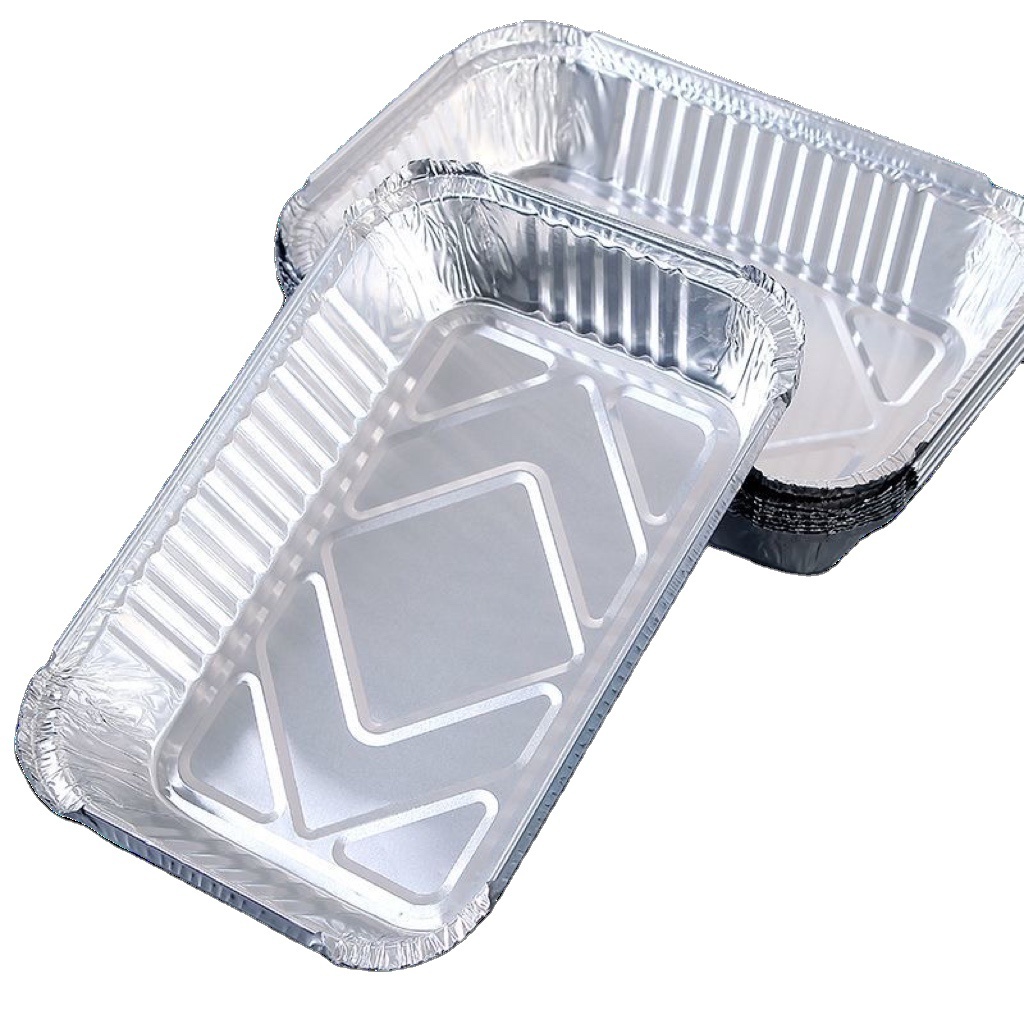 9700ml Large Aluminum Foil Tin Trays Rectangle Full Size Baking Containers Pie Dish Bbq Grill Plate