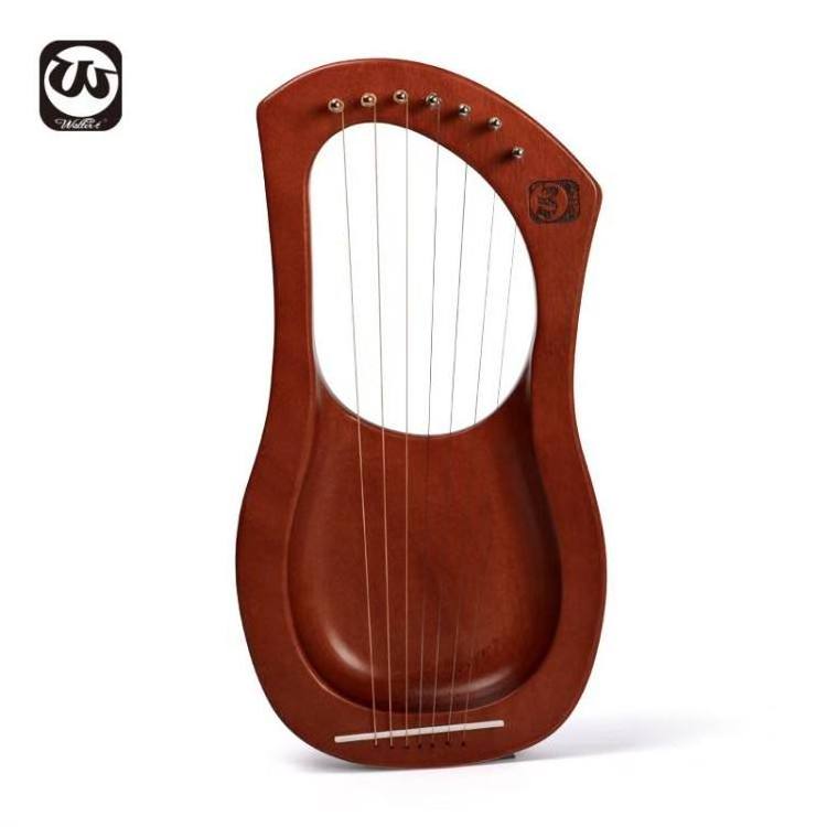 Walter Solif okoume Wood 7 Strings Lyre Harp with Tuning Hammer Mini harp