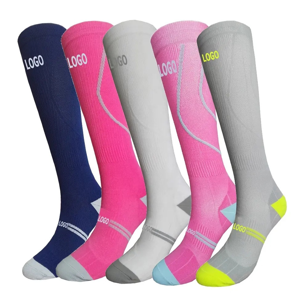 Nylon Printed Blank Sublimation Compress Stocking 15-20mmhg 20-30mmhg Compression Medical Socks For Women Men Circulation