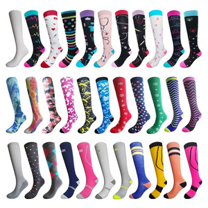 Nylon Printed Blank Sublimation Compress Stocking 15-20mmhg 20-30mmhg Compression Medical Socks For Women Men Circulation