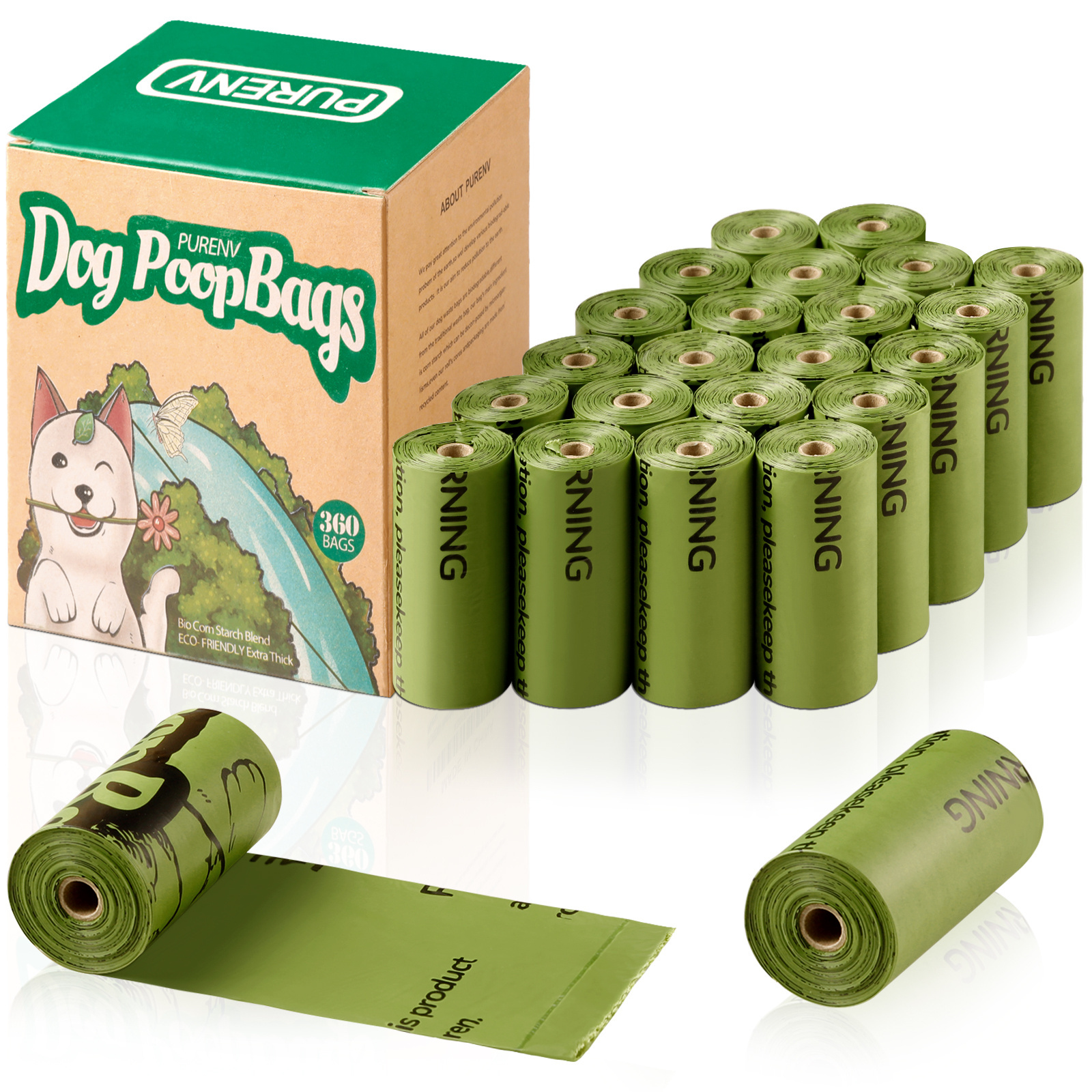 Hot Sell EN13432 Biodegradable Dog Poop Bags Disposable Pet Waste Bags