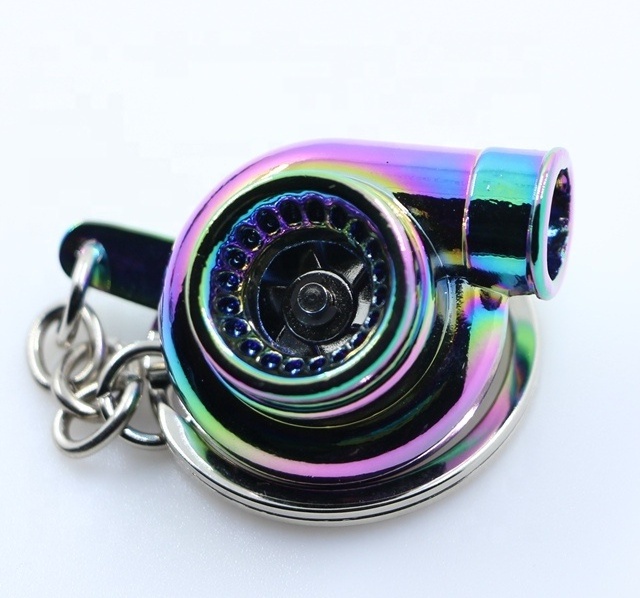 Turbo Keychain, Creative Multicolor Hot Sleeve Bearing Spinning Turbine Turbocharger Keychains Keyring