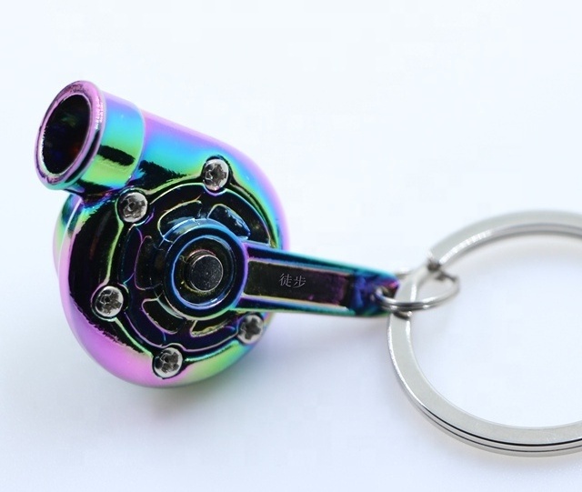 Turbo Keychain, Creative Multicolor Hot Sleeve Bearing Spinning Turbine Turbocharger Keychains Keyring