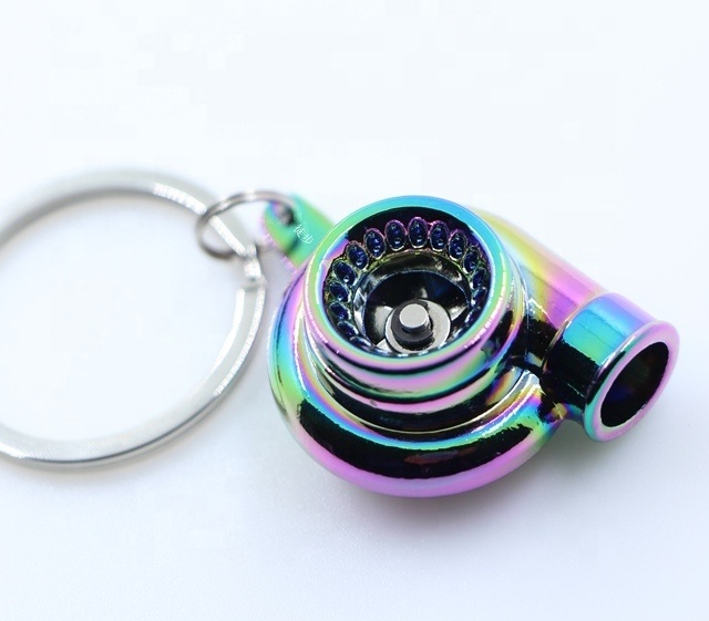 Turbo Keychain, Creative Multicolor Hot Sleeve Bearing Spinning Turbine Turbocharger Keychains Keyring