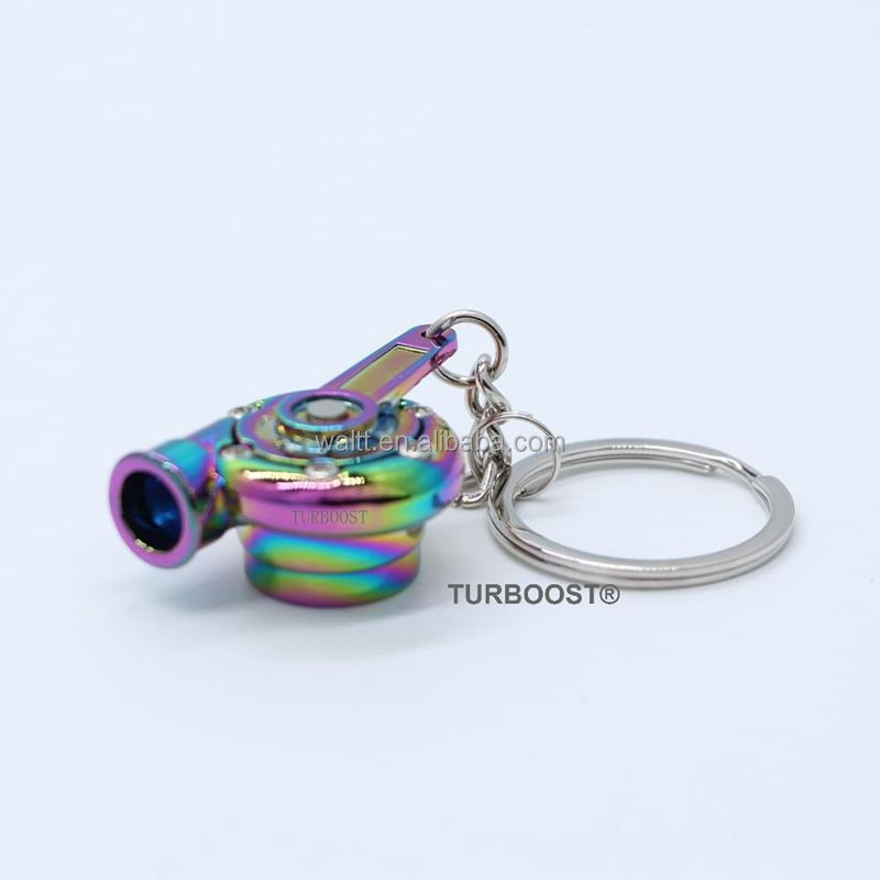 Turbo Keychain, Creative Multicolor Hot Sleeve Bearing Spinning Turbine Turbocharger Keychains Keyring