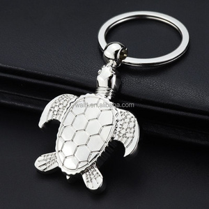 3D Silver Sea Turtle keychain Sea Animal Metal Keyring For Personalized Gifts