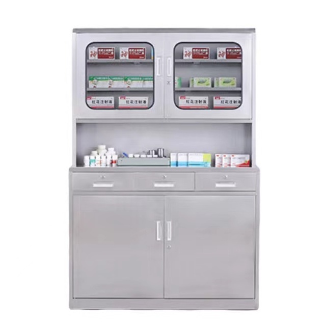 Customized Stainless Steel Cabinet Medical Storage Cabinet With Glass Door