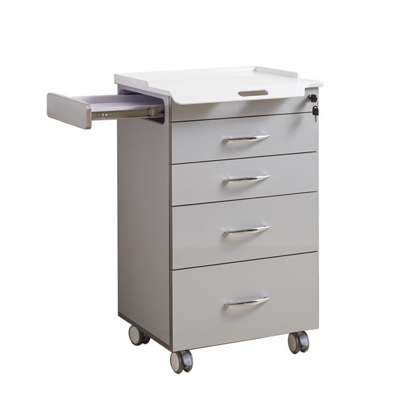 Mobile 4 Drawers Single Stainless Steel Medical Dental Clinic Assistant Cabinet