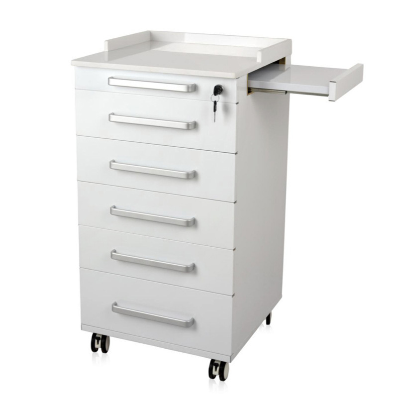 Mobile 4 Drawers Single Stainless Steel Medical Dental Clinic Assistant Cabinet