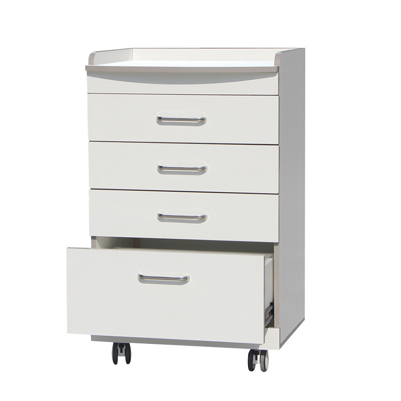 Mobile 4 Drawers Single Stainless Steel Medical Dental Clinic Assistant Cabinet