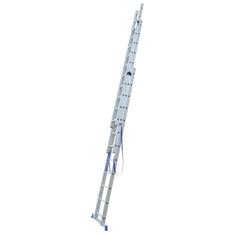 China factory 3*9 steps adjustable folding triple extension aluminum ladders