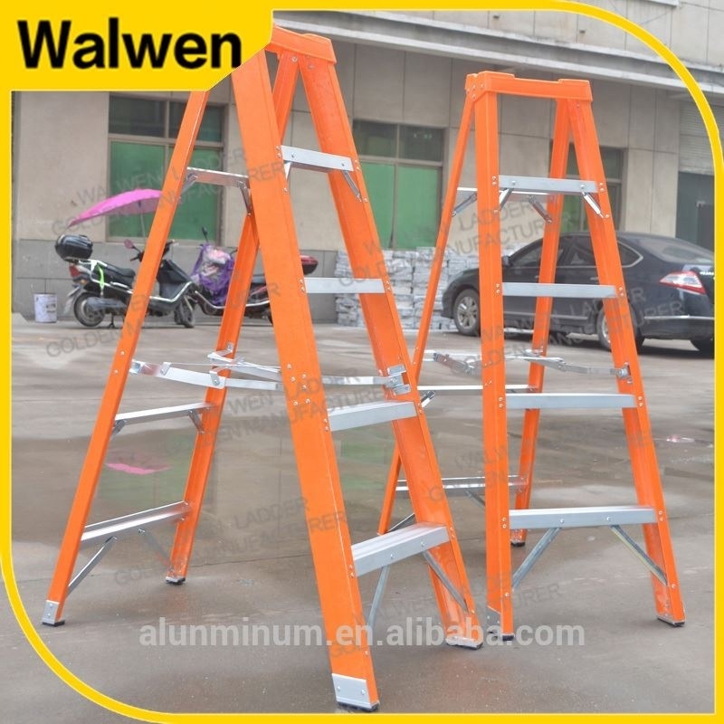 Wholesale orange color frp reinforced plastic tray 8 steps fiberglass A frame ladder