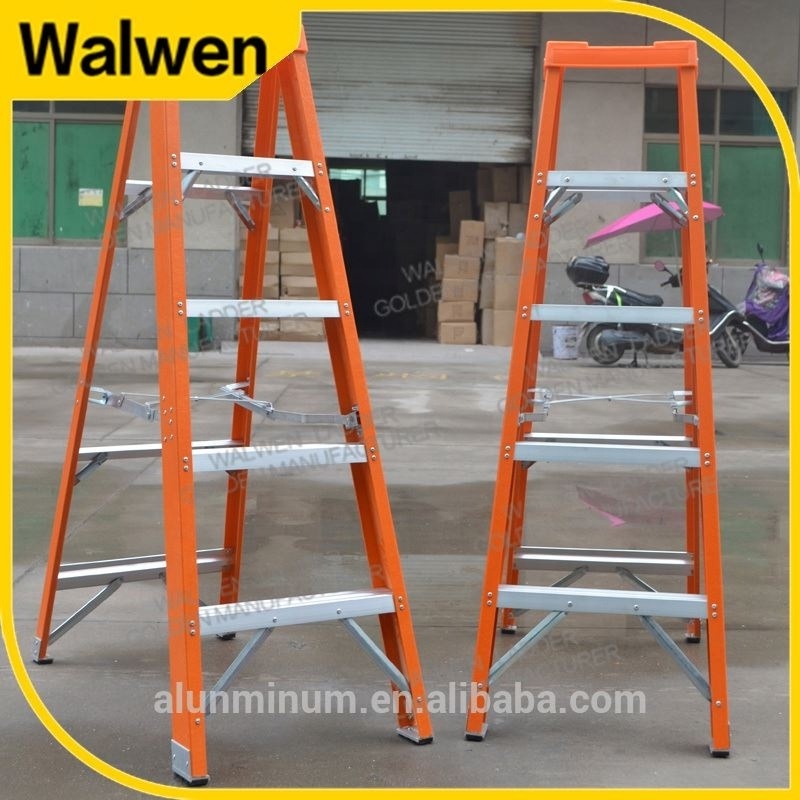 Wholesale orange color frp reinforced plastic tray 8 steps fiberglass A frame ladder