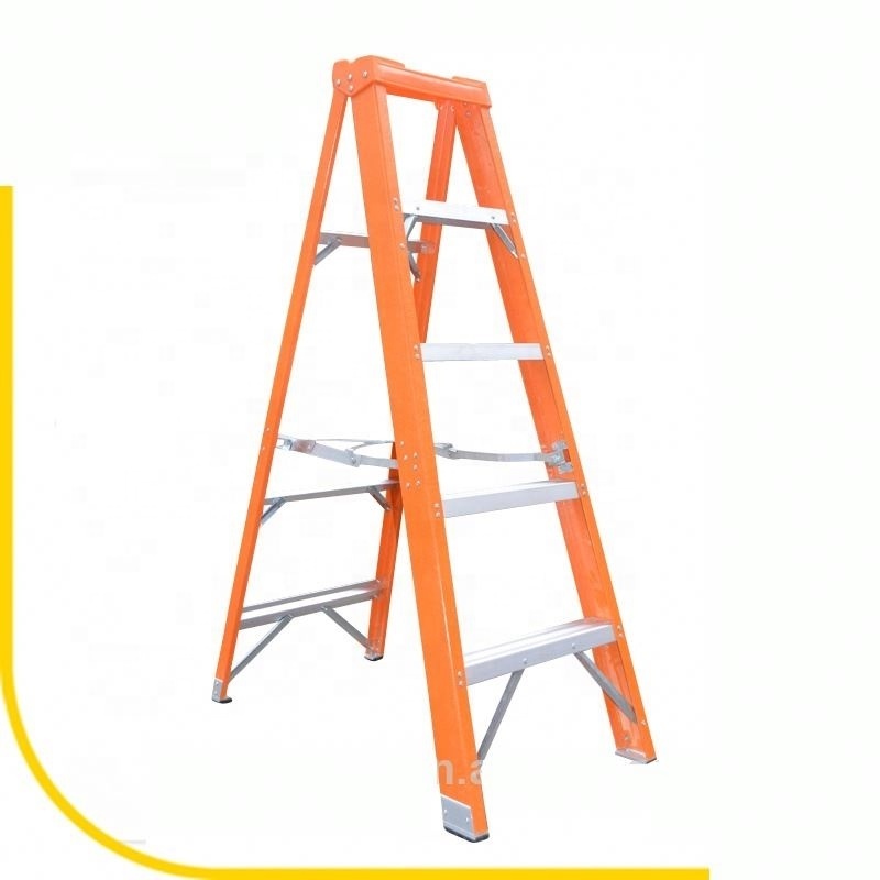 Wholesale orange color frp reinforced plastic tray 8 steps fiberglass A frame ladder