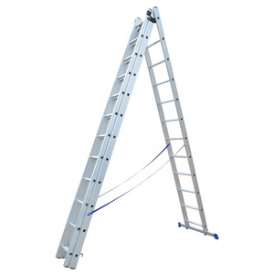 China factory 3*9 steps adjustable folding triple extension aluminum ladders