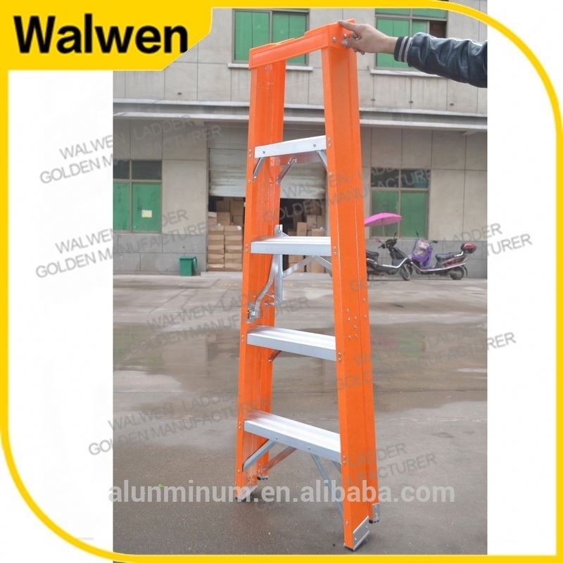 Wholesale orange color frp reinforced plastic tray 8 steps fiberglass A frame ladder