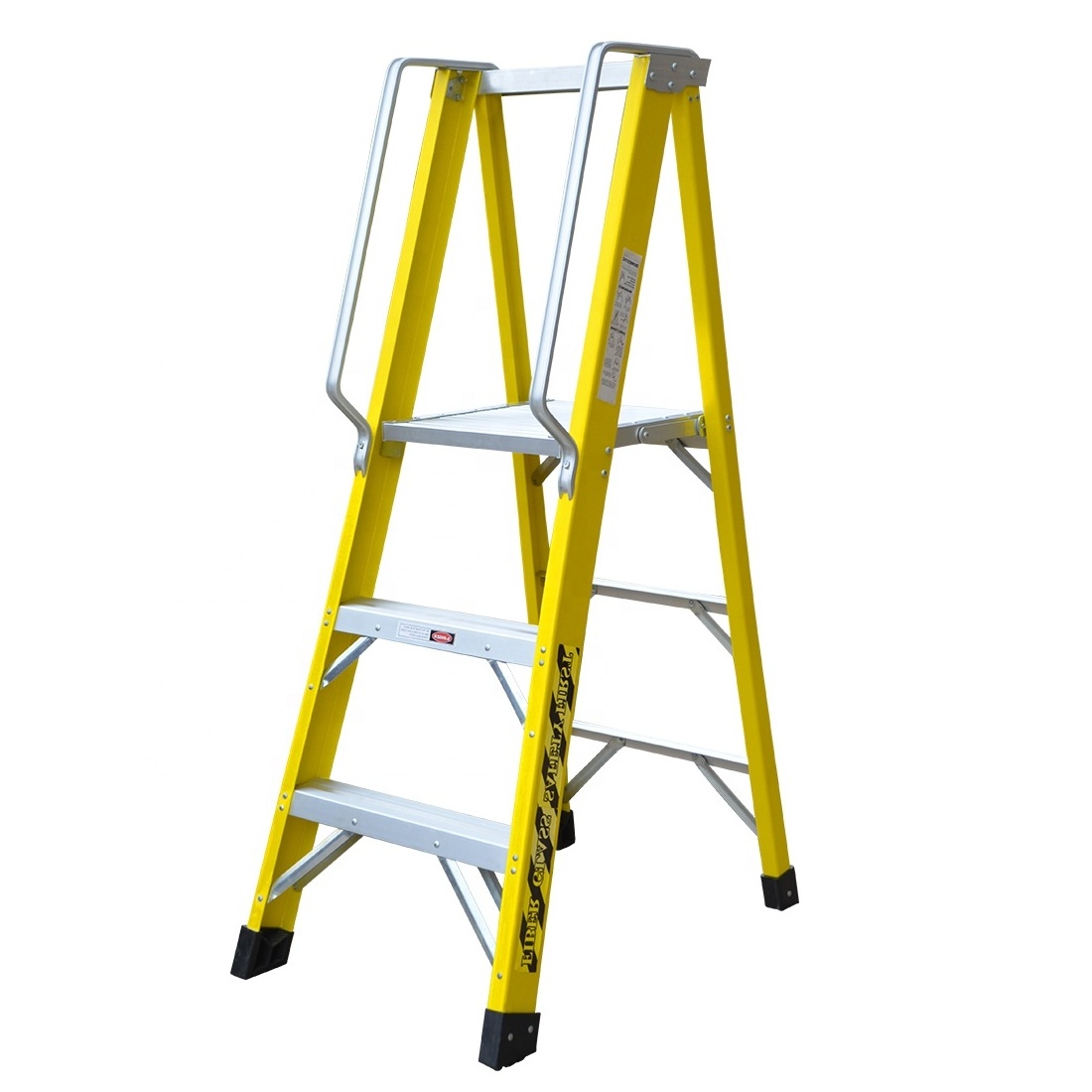 Factory direct sale  household fiberglass big platform step ladder with handrail