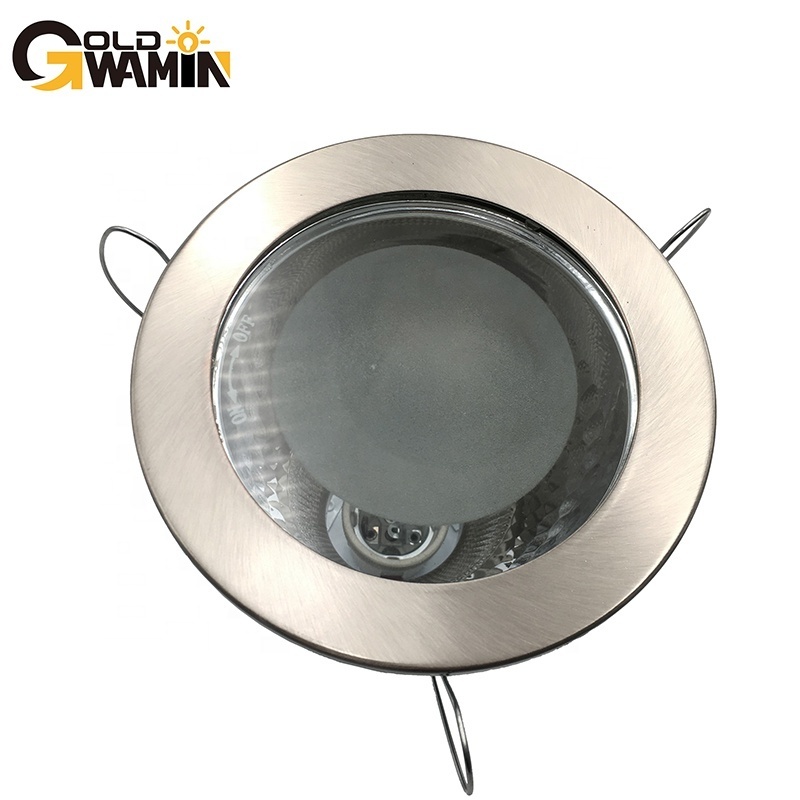 Glass cover style E27 standard recessed spotlight fixture for led or halogen light source bracket