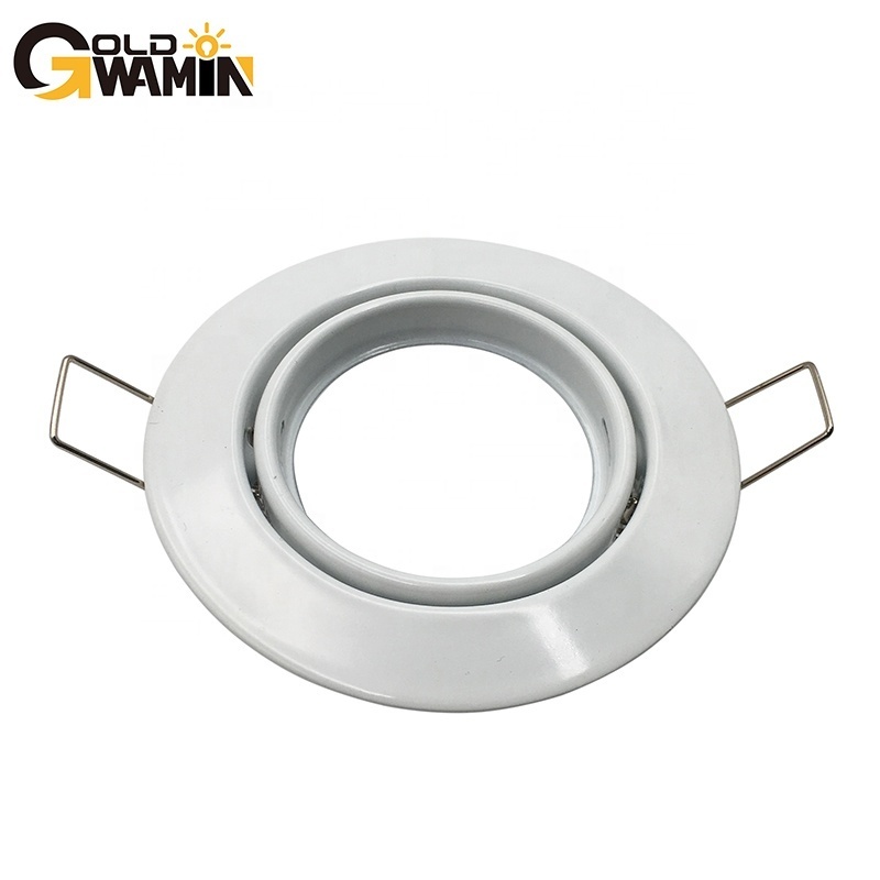 Double rings front clip beveled surface iron made recessed spotlights housing for gu10/gu5.3/mr16 module led or halogen bulbs