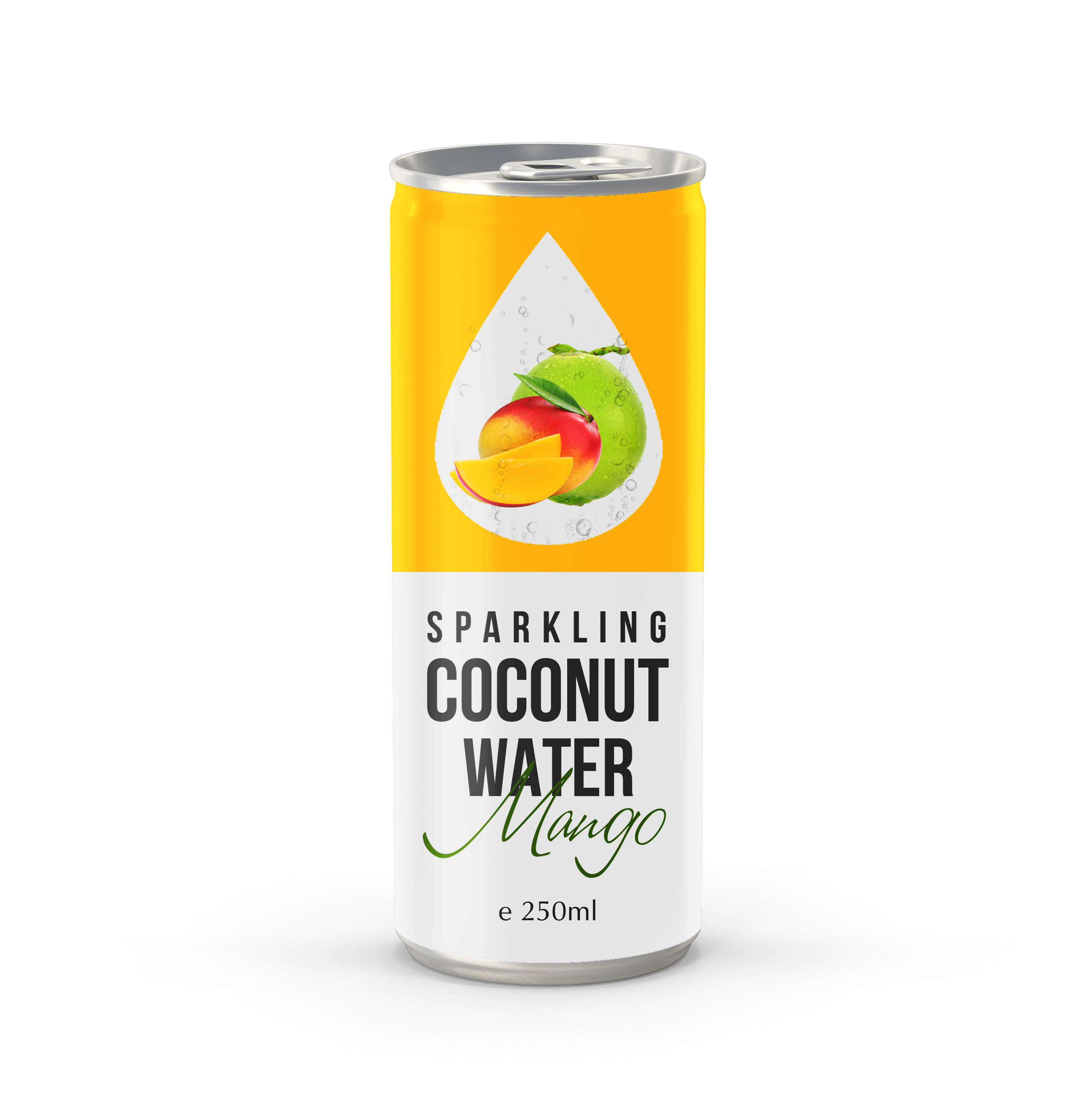 Tropical Sparkling Coconut water Drink mixed with Mango Juice  in 250ml Alu Can