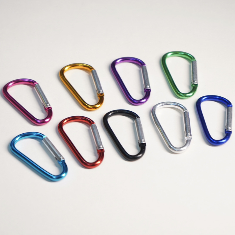 Custom 3.5mm D shape Outdoor Climbing Clip custom logo aluminum metal key chain hooks