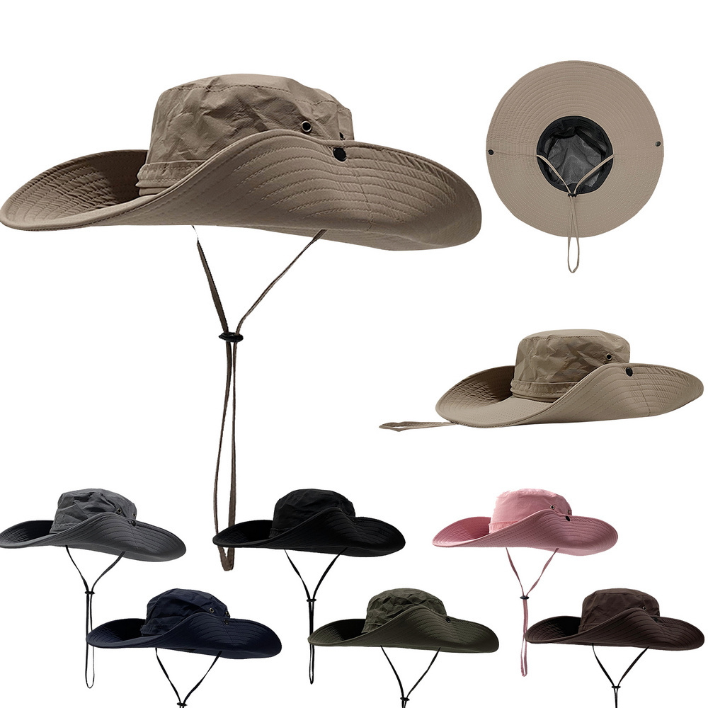 Custom Fishing Boonie Bucket Hat Plain Blank UV Wide Brim Fisherman Hat With String Sun Hats For Men UV Protection