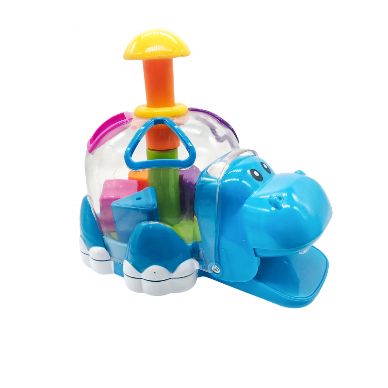 Hot sale  turntable game baby early educational building block spinner and press toys  cartoon toys  diy plastic hippo toy