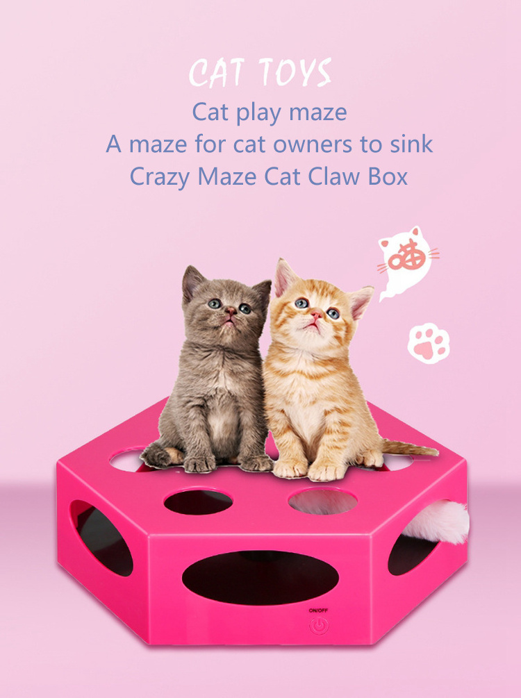 Factory Wholesale Interactive Plastic Automatic Iq Training Hexagon Maze Box Cat Toy