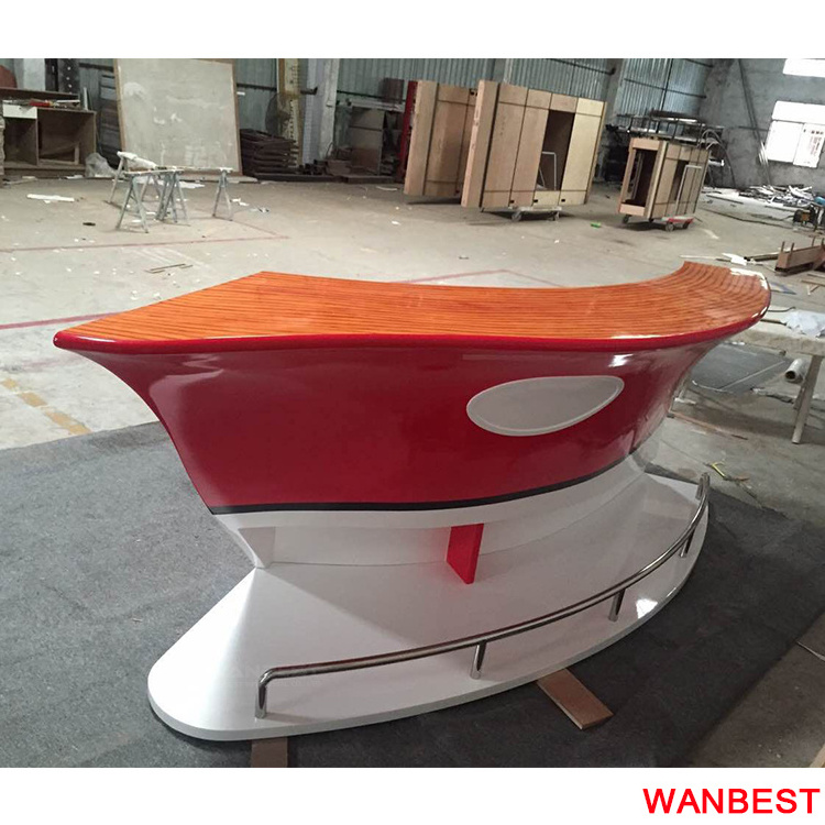 Factory Direct Acrylic Mobile Boat Shaped Restaurant Pub Juice Bar Table Reception Counter