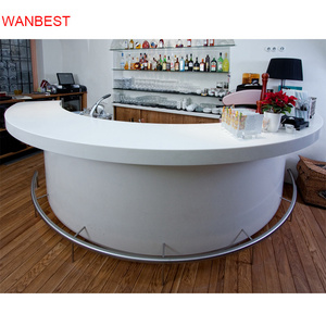 High Quality White Solid Surface Semi Circle Coffee Pub Bar Reception Counter