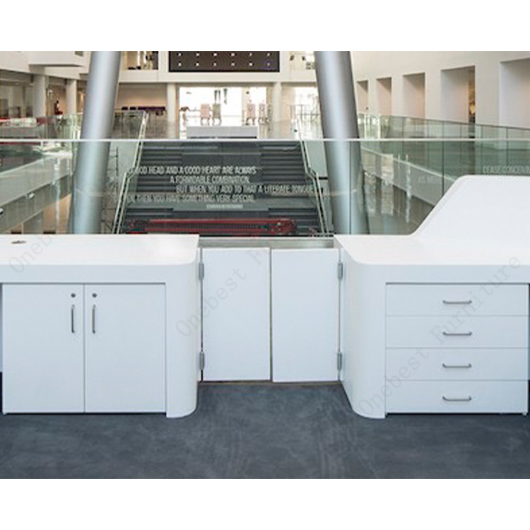 Pure White Standard Size U Shaped Reception Desk Table Modern Shop Mall European Style Reception Desk