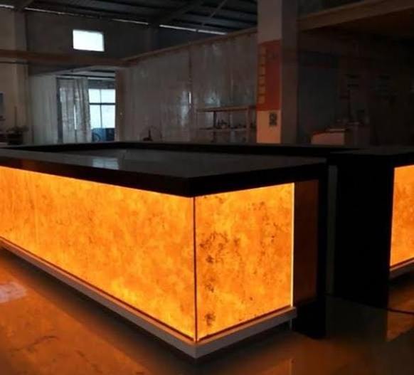 Yellow Led Fast Food Restaurant Bar Counter Design Indoor Used KTV Bar Stool Counters