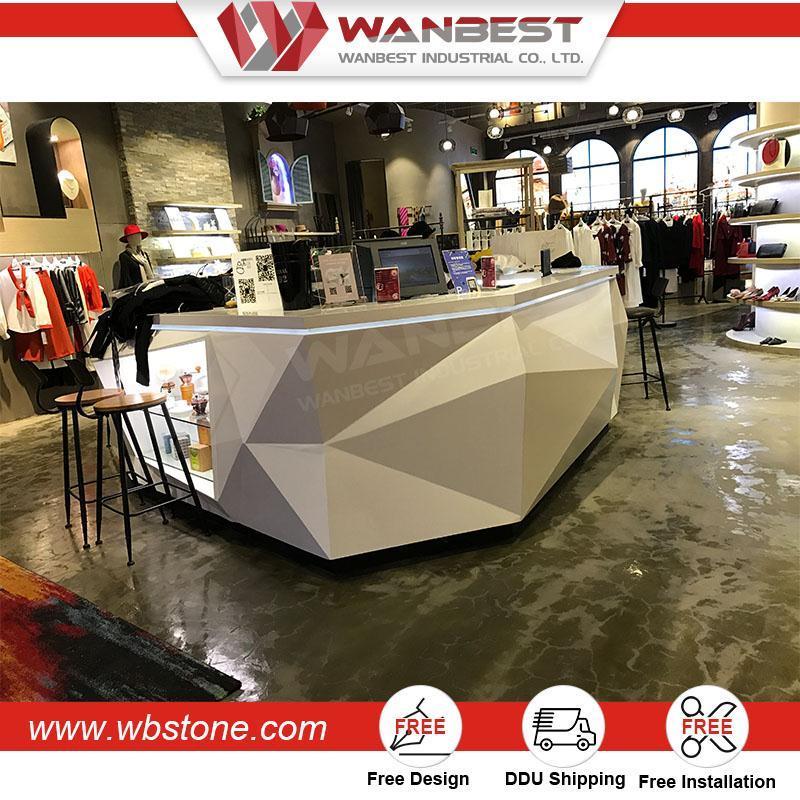 Marble stone counter beauty salon commercial gym reception desk for small space