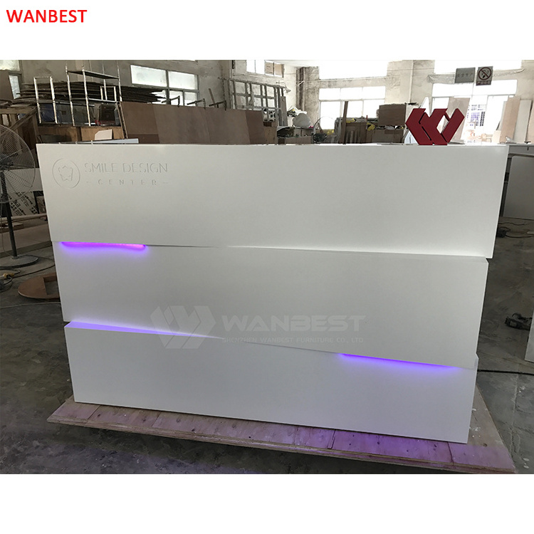 Cheap price high quality acrylic marble led light small size reception desk