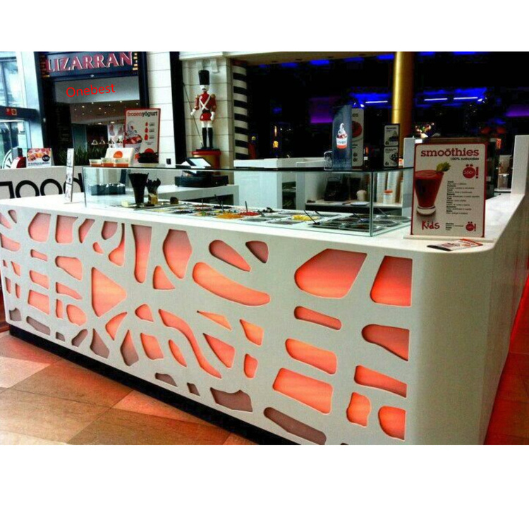 Commercial Acrylic Curved Nightclub Pub Coffee Juice Fast Food Shop Bar Counter for Sale