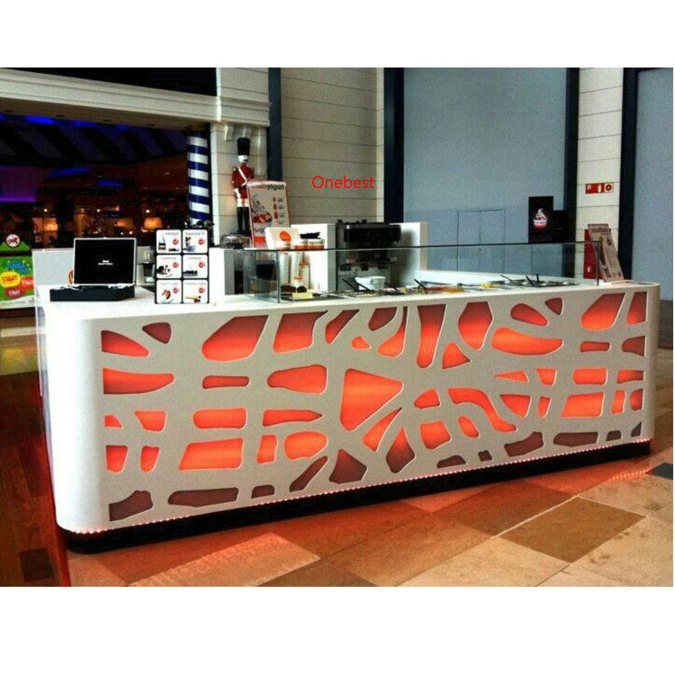 Commercial Acrylic Curved Nightclub Pub Coffee Juice Fast Food Shop Bar Counter for Sale