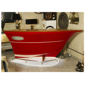 High Gloss Red and White Wooden Painting Modern Boat Shaped Bar Counter Used Coffee Shop Equipment Bar Counter