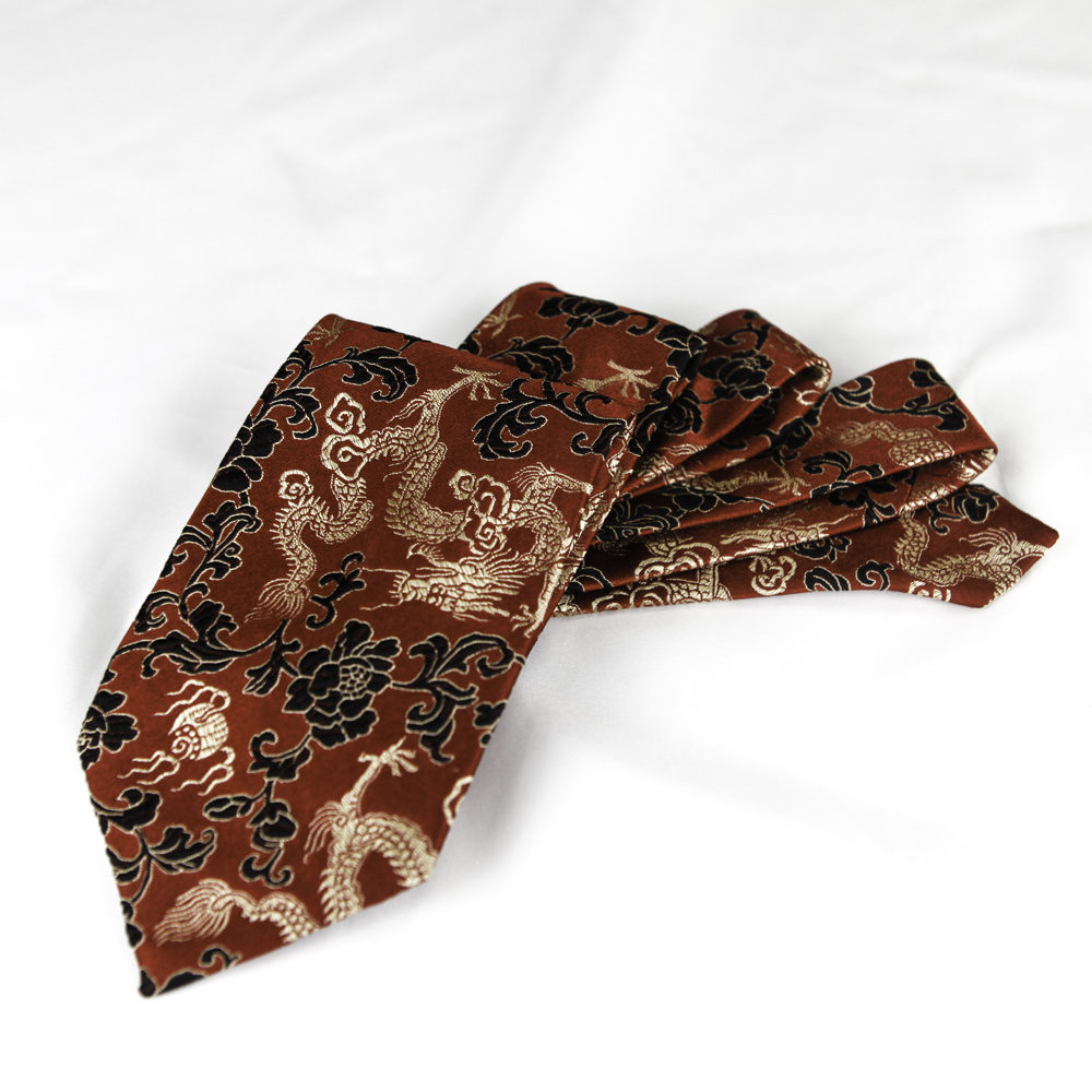 luxury design pleated brocaded pattern microfiber necktie woven jacquard mens tie