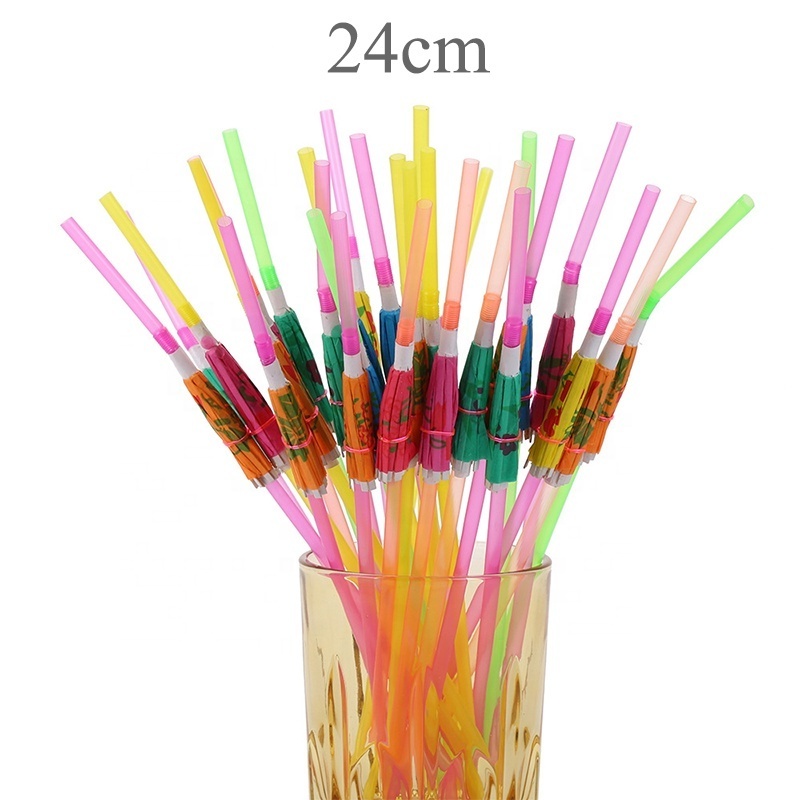 Customized Drinking Straw for Plastic Drinking Straws Umbrella Design Hawaiian Luau Party Straws for Drinks Decorations Set