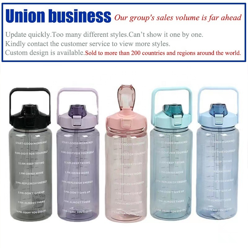 Sports Water Bottle 2 Liter Size Jug Large Sports Water Bottle with Straw Handle for Sports Workout Multi Colors for Kids Adults