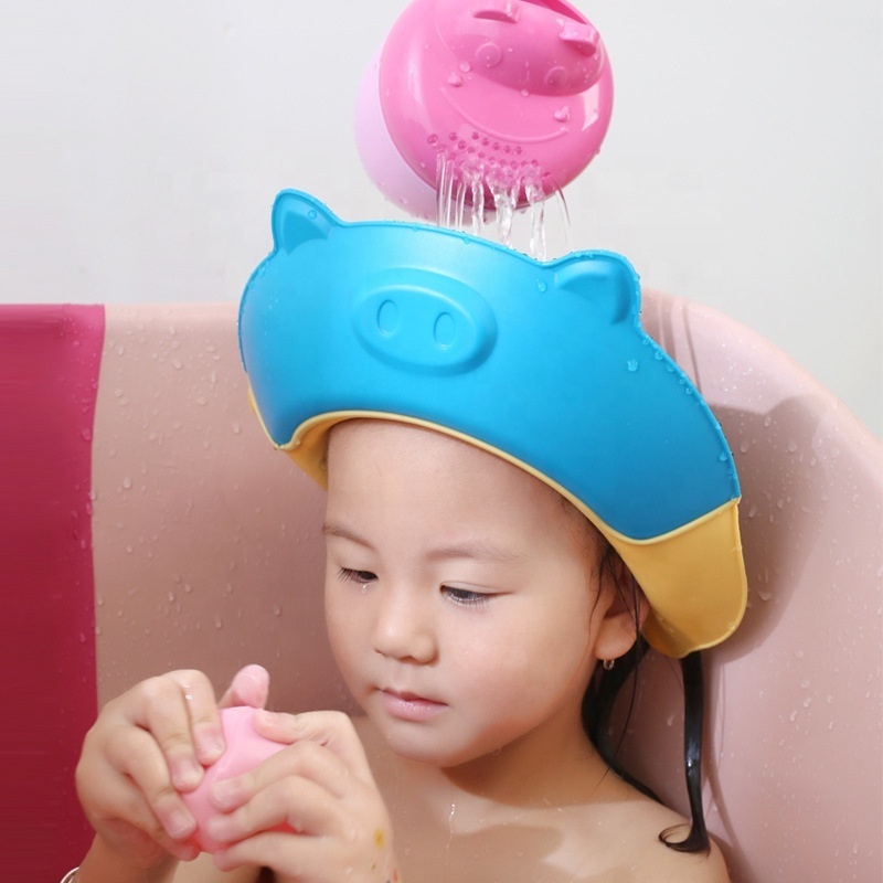 Baby Shower Bath Cap Kids Extra Large Shower Cap Adjustable Shower Cap Kids Infants Soft Protection Funny Safety Visor Hats