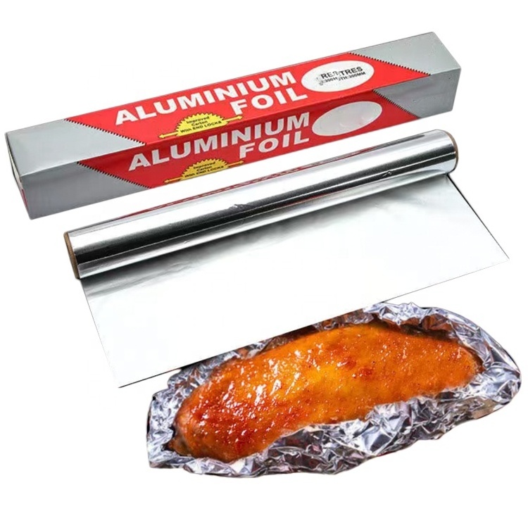 Customized logo papier aluminium embossed papel aluminio disposable  for kitchen aluminum foil