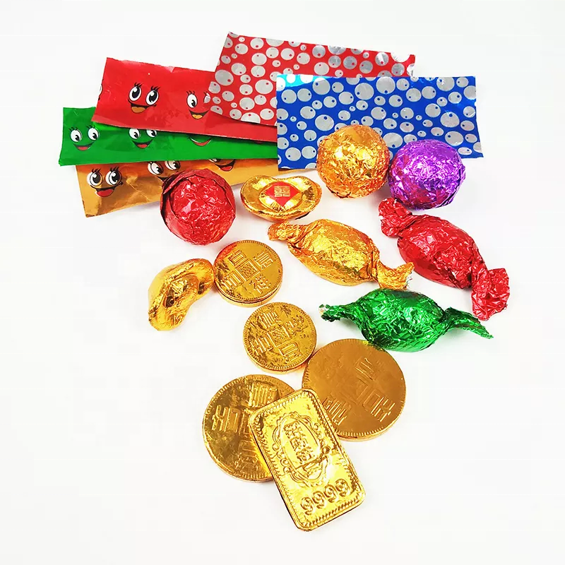 Printed And Embossed Chocolate Wrap Laminated Paper Aluminum Foil For Chocolate Wrapping