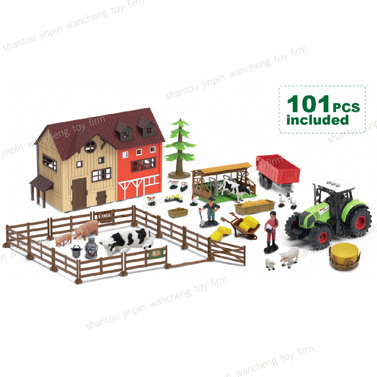 Promotional Gift OEM Die Cast  Alloy Friction Vehicle Big Wheels 4WD 5PCS 1/64 mini farm truck