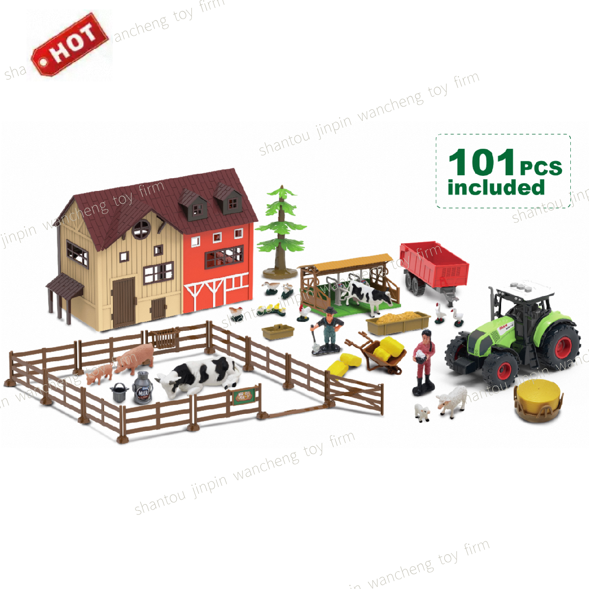 Promotional Gift OEM Die Cast  Alloy Friction Vehicle Big Wheels 4WD 5PCS 1/64 mini farm truck