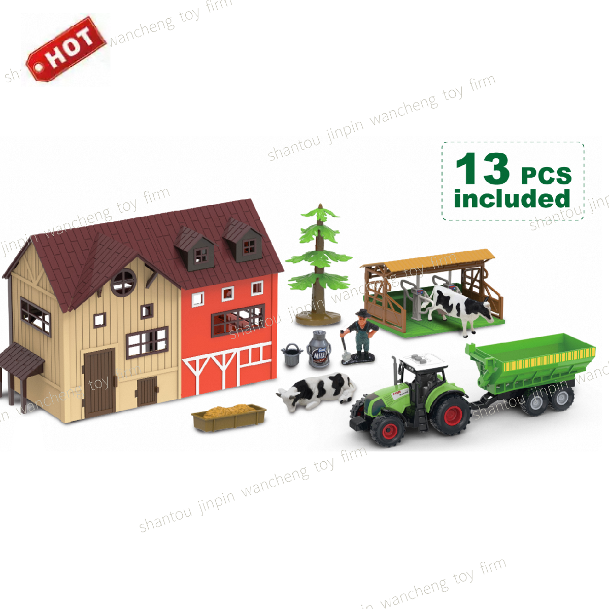 Promotional Gift OEM Die Cast  Alloy Friction Vehicle Big Wheels 4WD 5PCS 1/64 mini farm truck