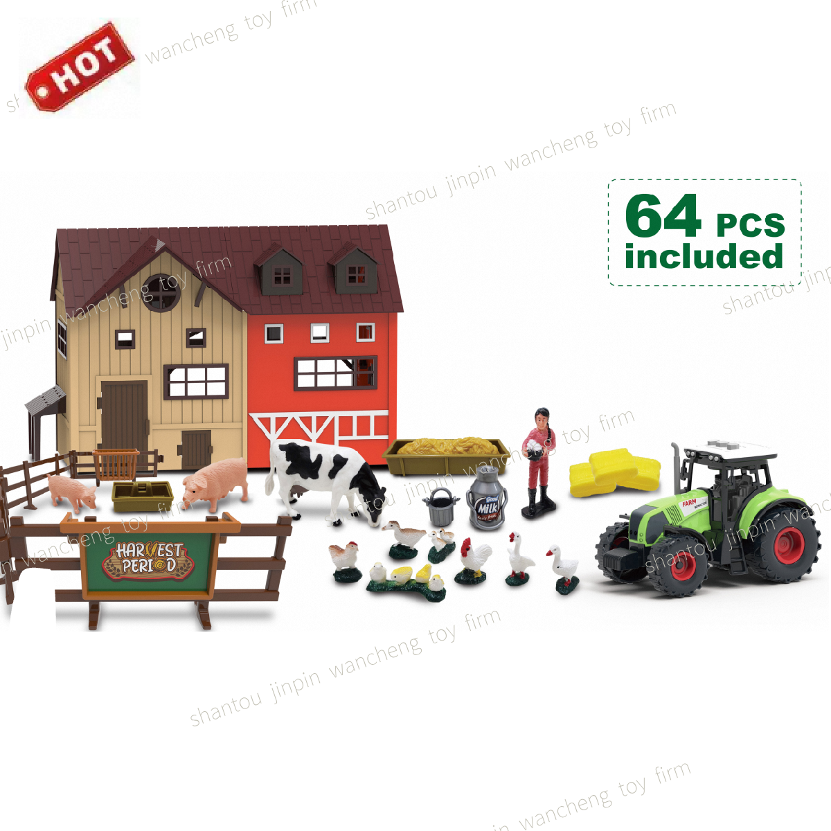 Promotional Gift OEM Die Cast  Alloy Friction Vehicle Big Wheels 4WD 5PCS 1/64 mini farm truck