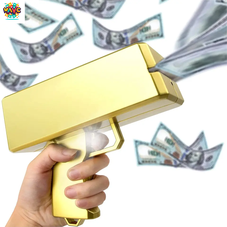 2023 Hot Selling Gold Money Gun Toys Shooter Spray Cash Gun For Game