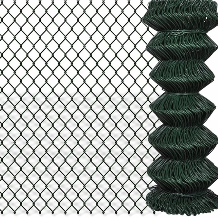 Hot sale black PVC coated vinyl chain link fabric farm yard fence / 6ft 7ft 8ft galvanized diamond cyclone wire fencing roll