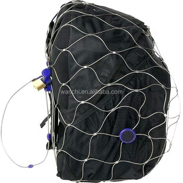 Flexible Stainless Steel Rope Mesh bag Anti-theft Backpack Protector Safe Lock Net for Bag